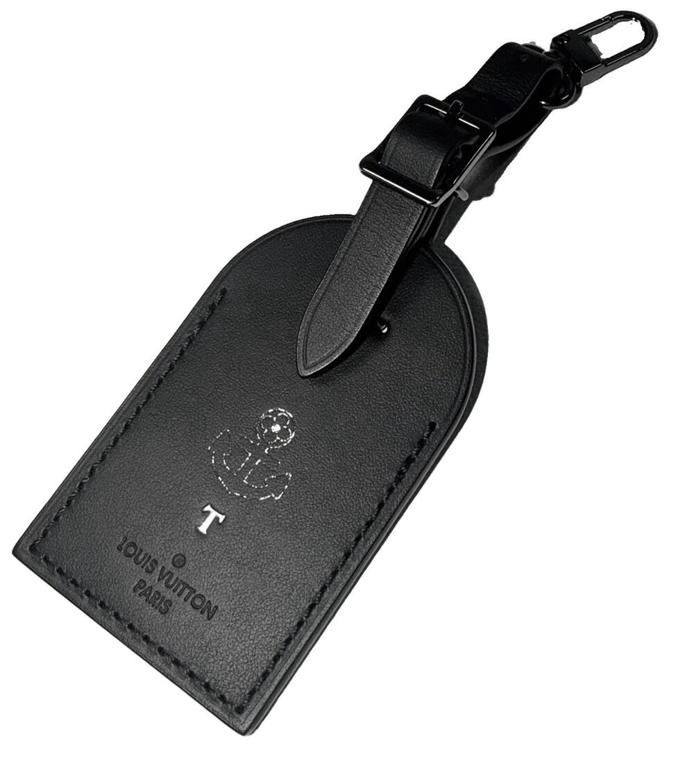 Rare Louis Vuitton Black Silver Luggage Tag Maritime Anchor ⚓️ Emblem T Stamp